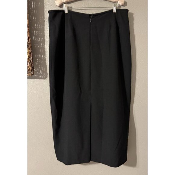 Kasper Midi Maxi Skirt 16 Black Lined Stretch Polyester Career Suit Coordinate - Picture 8 of 9